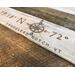 A personalized vacation home sign. It shows the location of a ski resort with the longitude-latitude coordinates.  